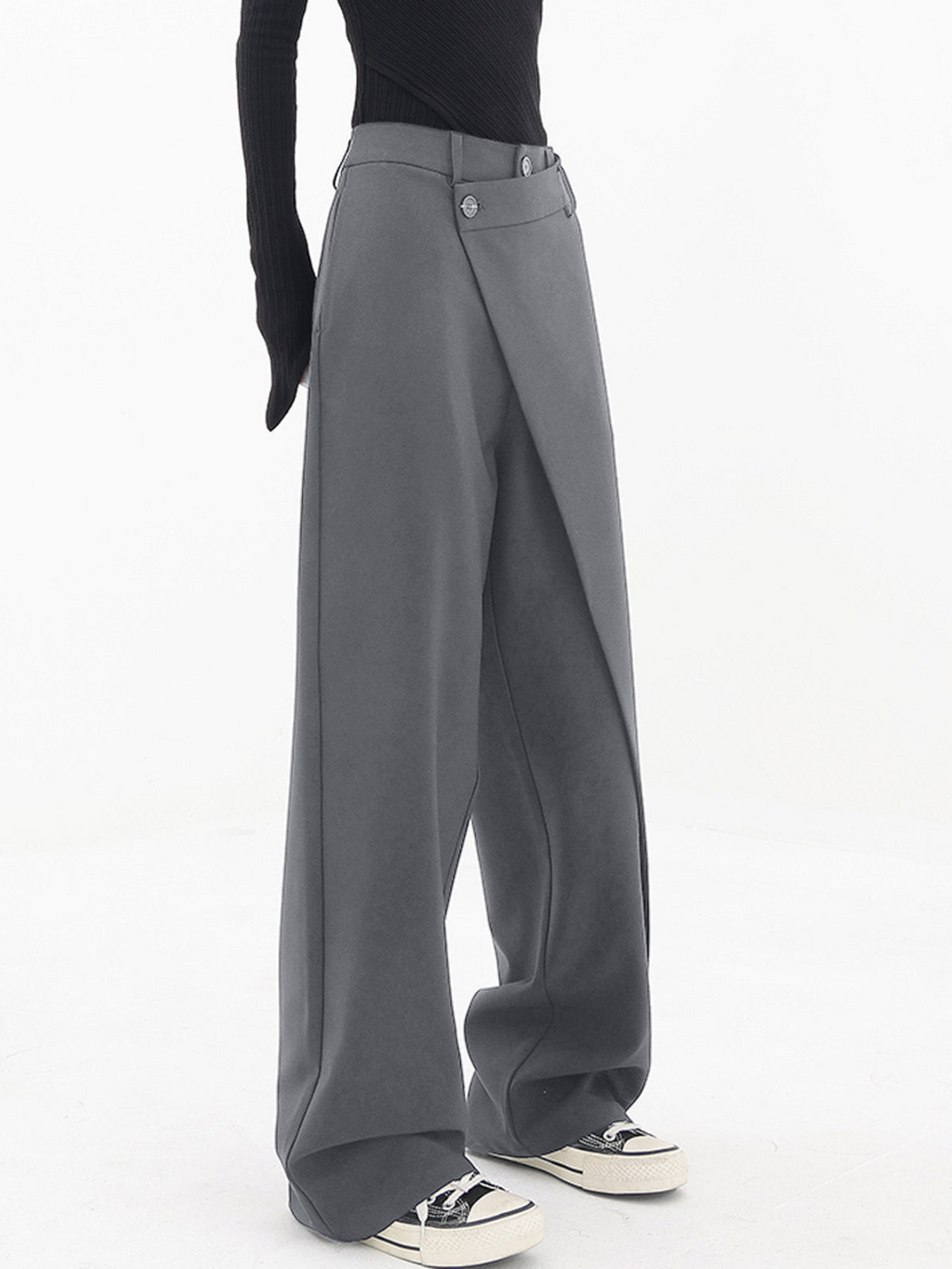Women's Crisscross Wide Leg Trousers – Elastic Waist Relaxed Pants