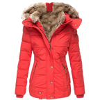 Women's Faux Fur Lined Coat – Stand Collar Button Front Winter Jacket