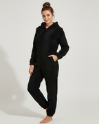 Women's Hooded Jumpsuit – Fleece Comfort Jumpsuit – Ellie