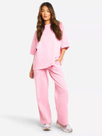Women's Oversized Lounge Set – Wide Leg Set