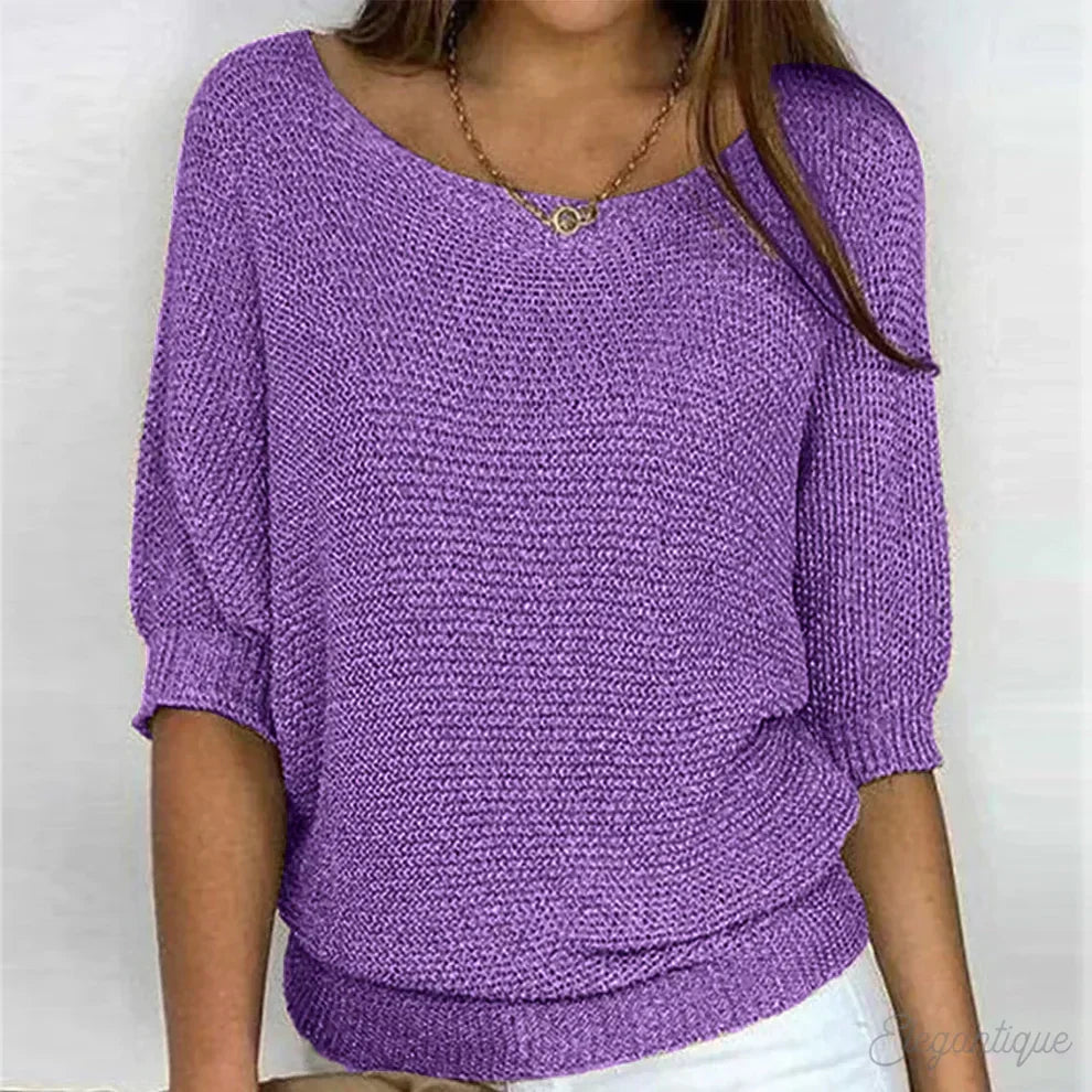 Women's Relaxed Cross Knit Sweater – Classic Winter Sweater