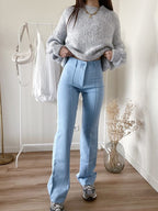 Women's High Waist Straight Leg Pants – Tailored Seam Detail Trousers