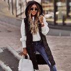 Women's Hooded Long Puffer Vest – Knee Length Quilted Zip-Up Vest