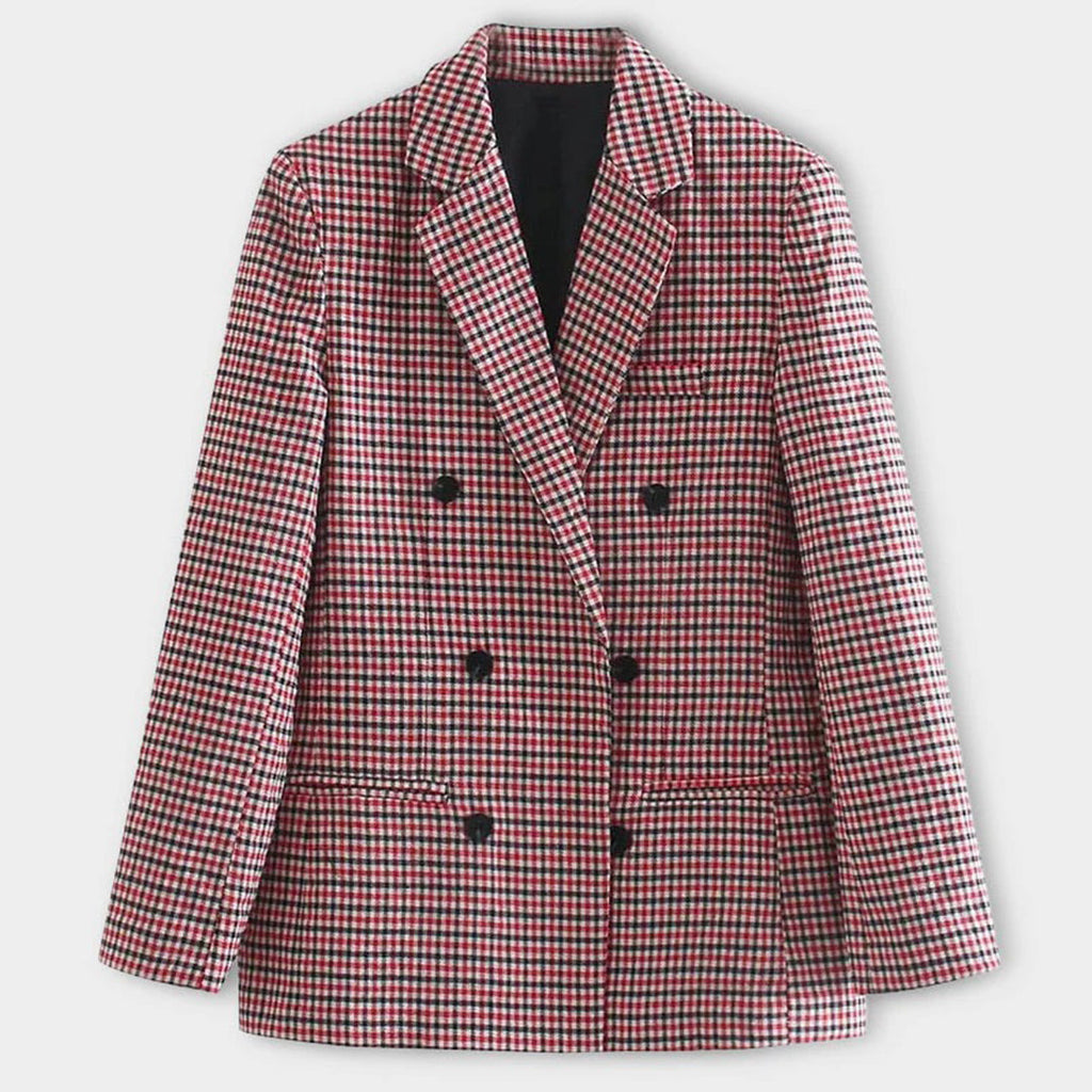 Women’s Checked Blazer – Classic Tailored Plaid Office Jacket – Chloe