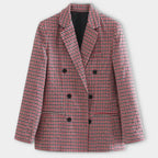 Women’s Checked Blazer – Classic Tailored Plaid Office Jacket – Chloe