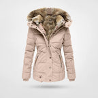 Women's Hooded Puffer Jacket – Mid-Length Quilted Jacket
