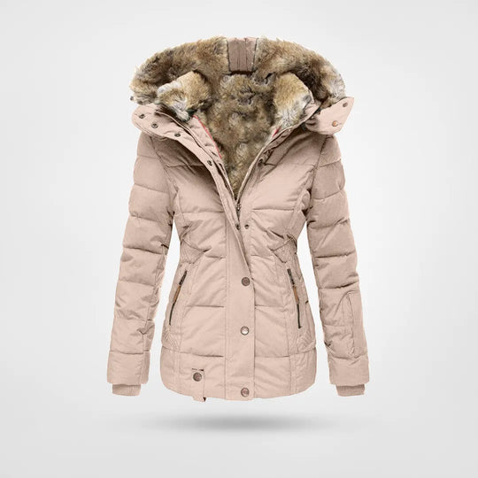 Women's Hooded Puffer Jacket – Mid-Length Quilted Jacket