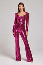 Women's Fitted Sequin Jumpsuit – Sparkle Evening Cocktail Jumpsuit