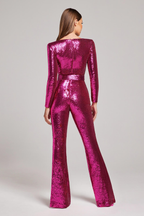 Women's Fitted Sequin Jumpsuit – Sparkle Evening Cocktail Jumpsuit