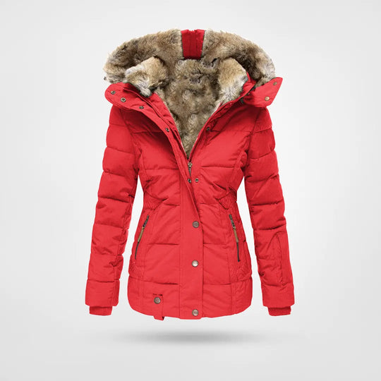 Women's Hooded Puffer Jacket – Mid-Length Quilted Jacket