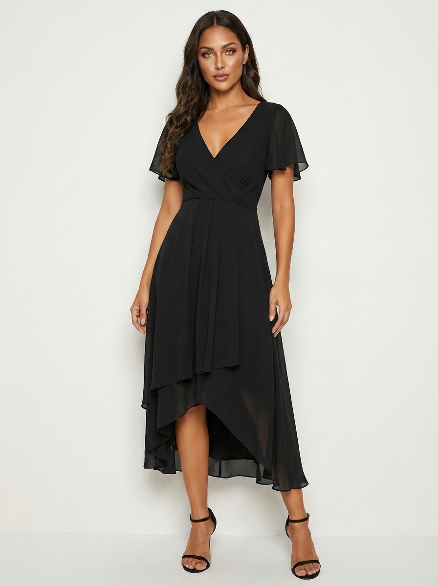 Women's Wedding Guest Midi Dress – Fitted Romantic Occasion Dress