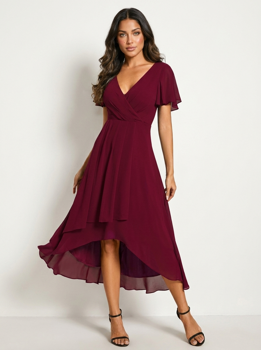 Women's Wedding Guest Midi Dress – Fitted Romantic Occasion Dress