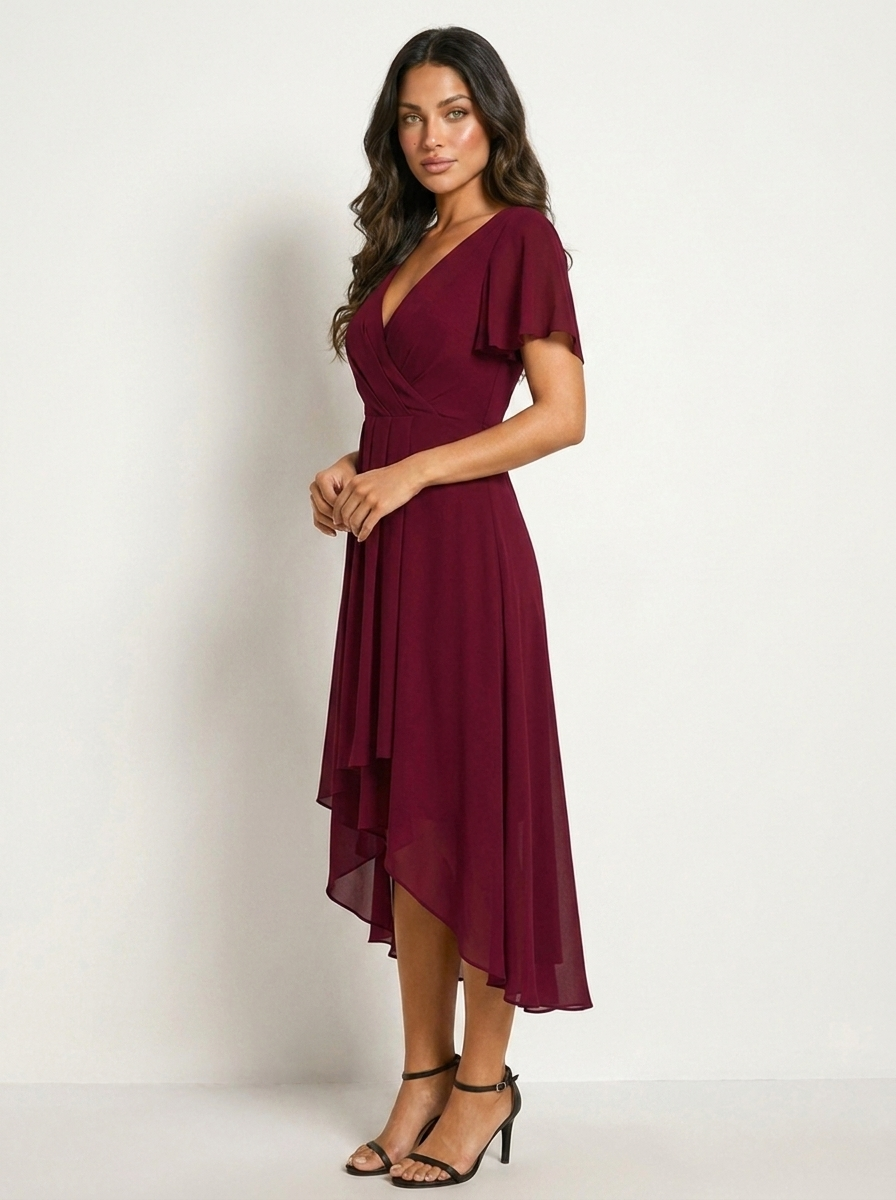 Women's Wedding Guest Midi Dress – Fitted Romantic Occasion Dress