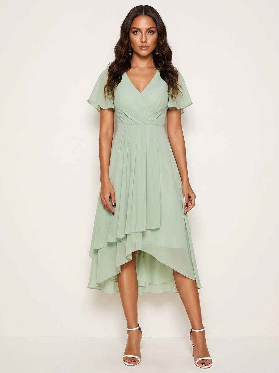 Women's Wedding Guest Midi Dress – Fitted Romantic Occasion Dress