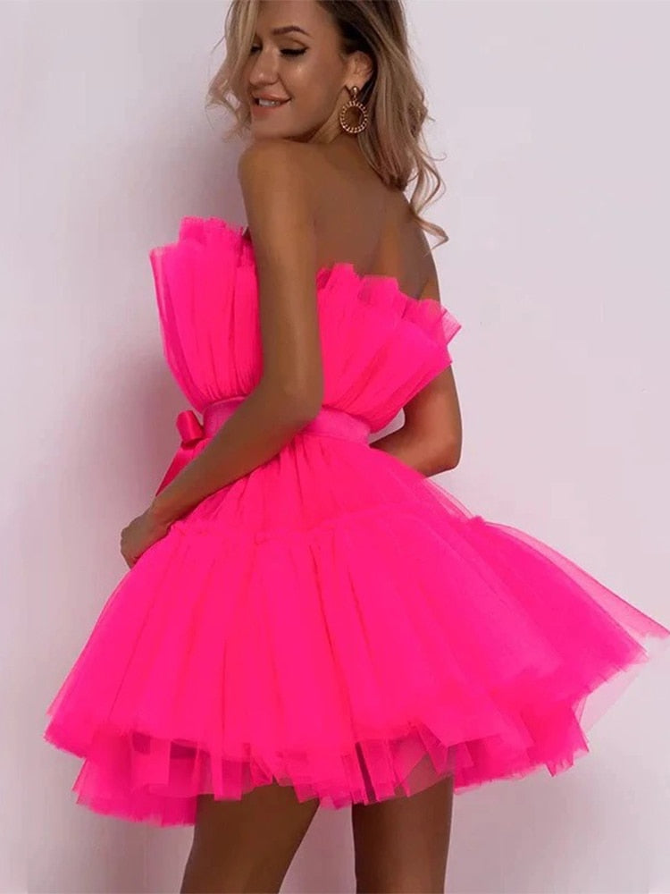 Women's Tulle Party Dress – Layered Festive Occasion Dress