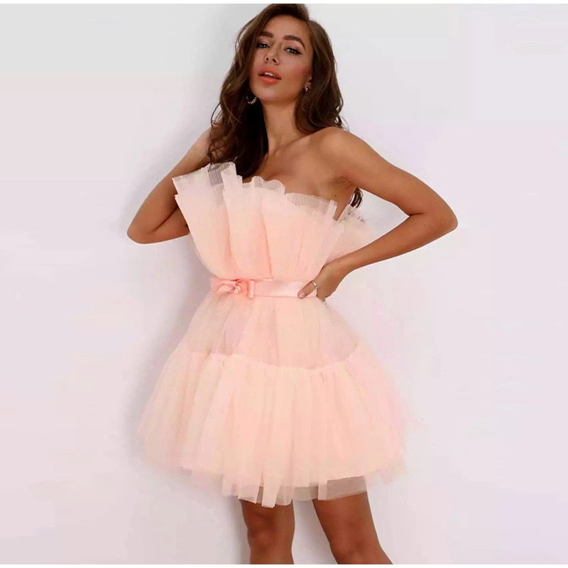 Women's Tulle Party Dress – Layered Festive Occasion Dress