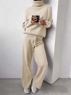 Women's Turtleneck Knit Set – Long Sleeve Top & Coordinated Bottom Set