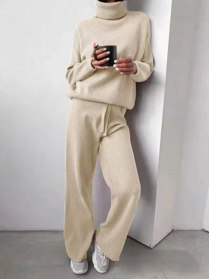 Women's Turtleneck Knit Set – Long Sleeve Top & Coordinated Bottom Set