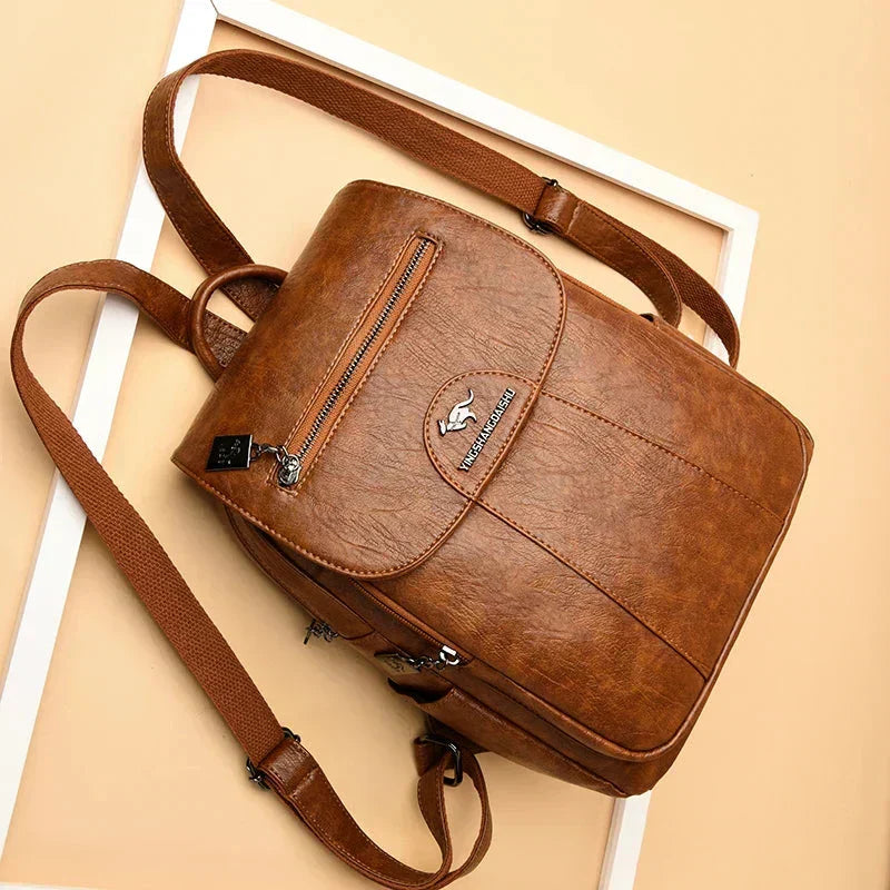 Women's Anti-Theft Faux Leather Backpack – Secure Everyday Backpack – Charlotte
