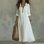 Women's Floral Roll Sleeve Shirt Dress – Relaxed Flowy Day Dress