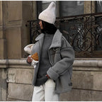Women's Collared Winter Jacket – Oversized Pocket Cold Weather Jacket