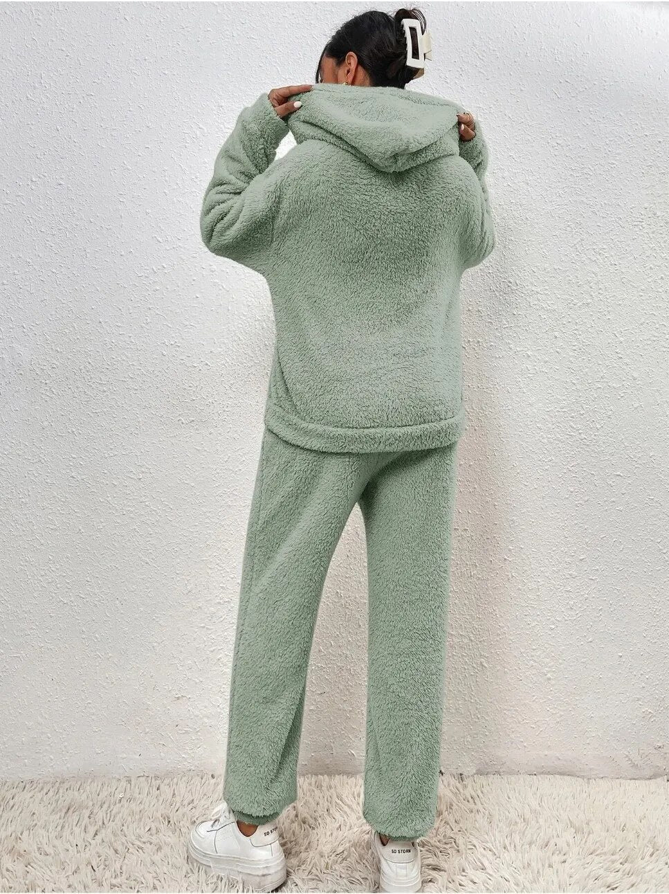 Women's Teddy Lounge Set – Hooded Cozy House Suit