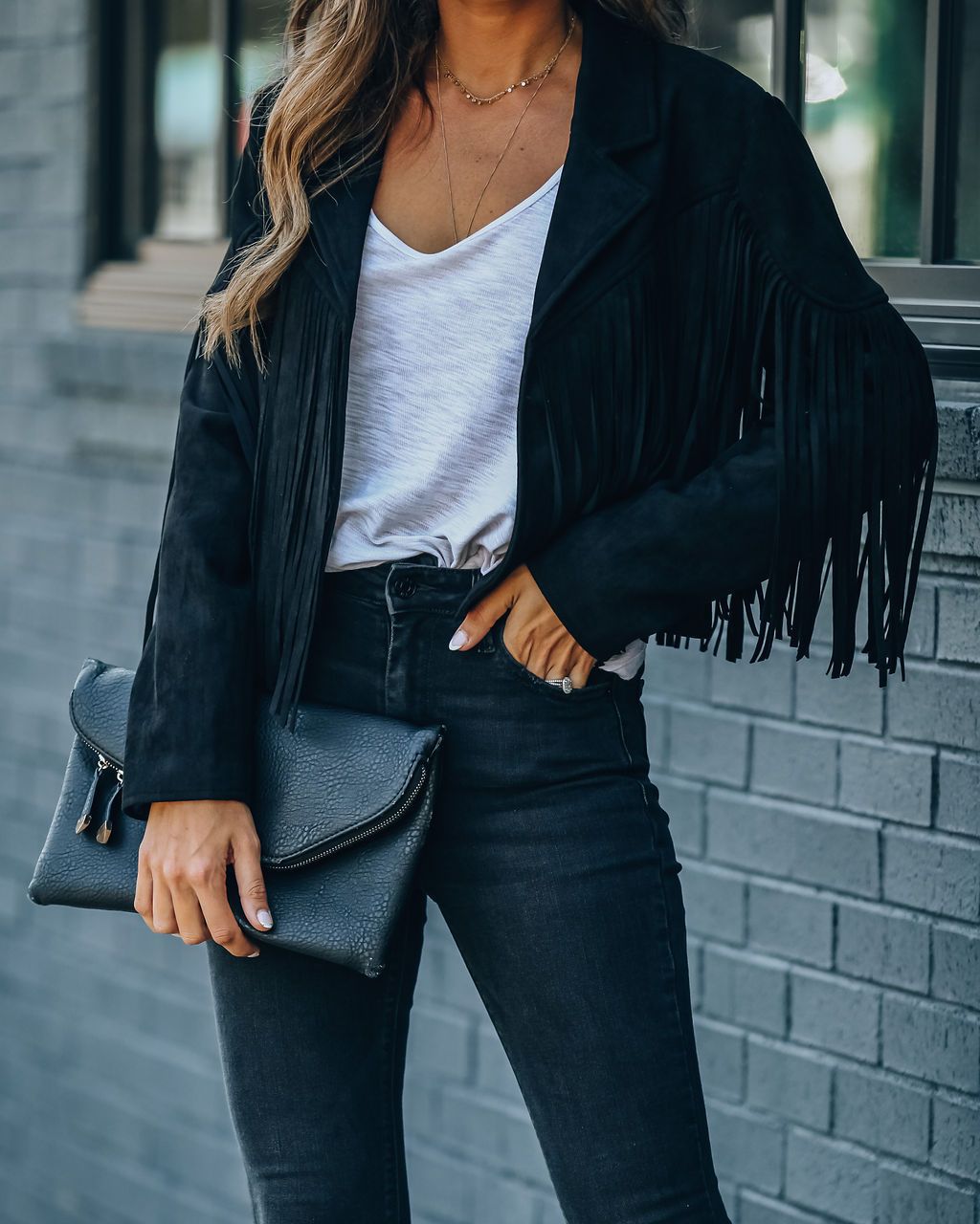 Women's Fringe Suede Jacket – Tassel Hem Biker Jacket