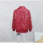 Women's Patchwork Faux Leather Jacket – Cropped Zip-Up Jacket