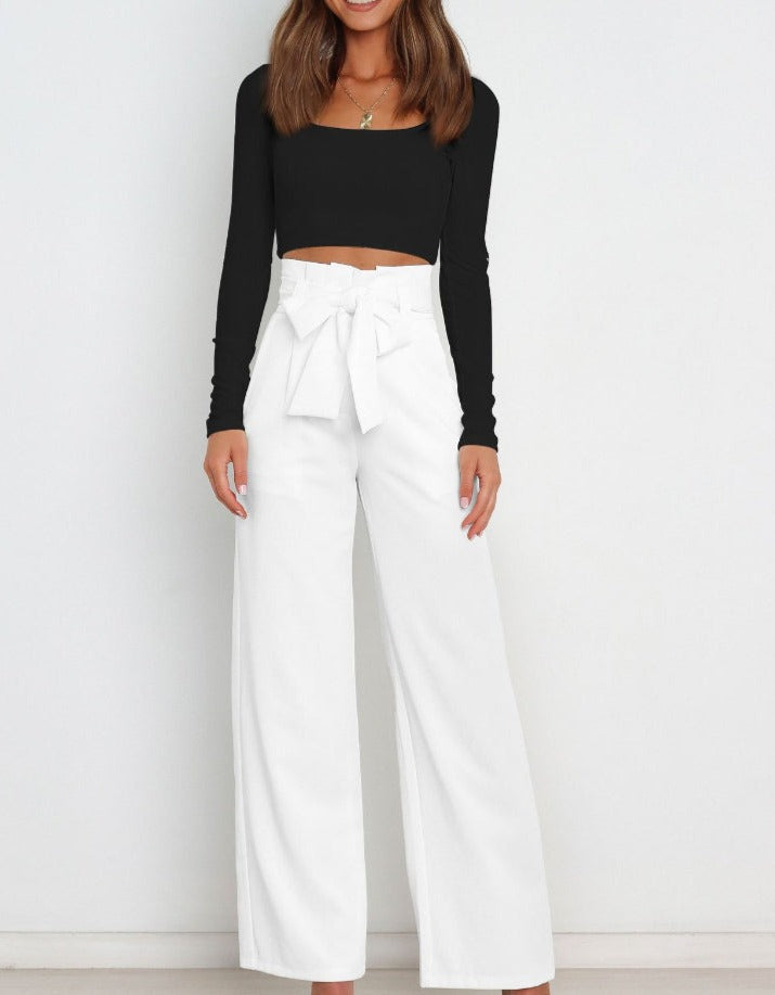 Women's Tailored Wide Leg Pants – High Waist Flowy Dress Trousers
