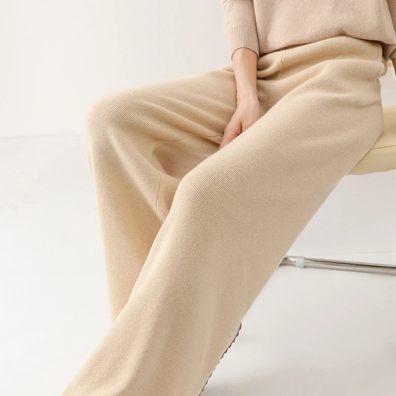 Women's Knit Pants – High Waist Wide Leg Pants