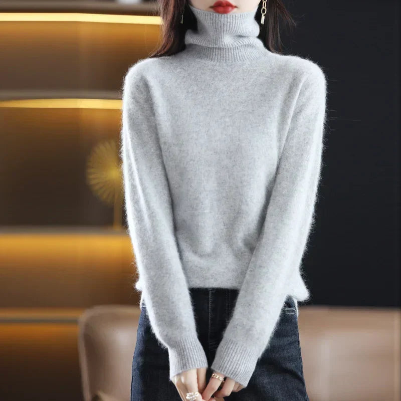 Women's Classic Turtleneck Sweater – Soft High Neck Winter Pullover