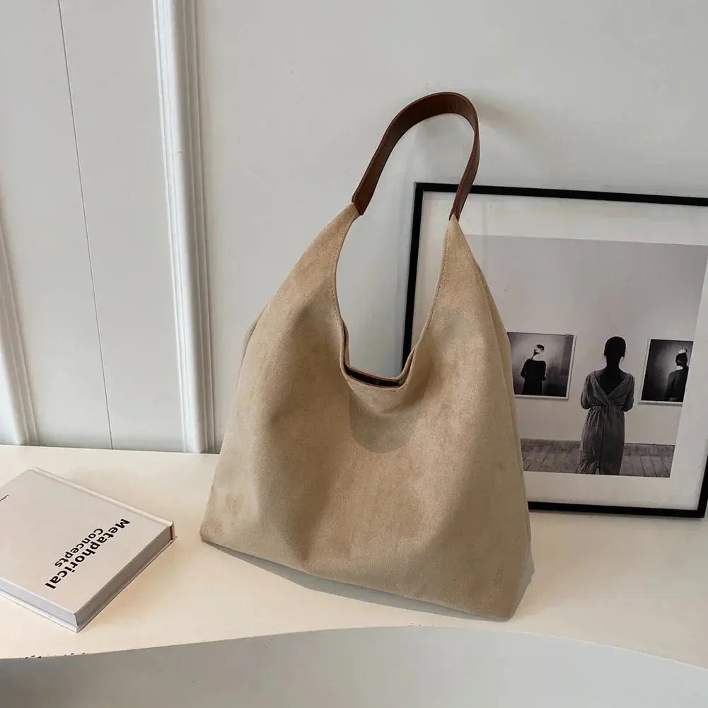 Women's Suede Tote Bag – Oversized Everyday Handbag – Elisa