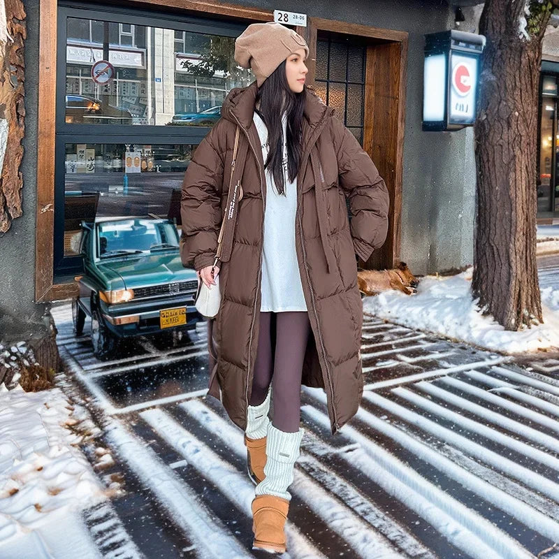 Women's Quilted Hooded Parka – Longline Cold Weather Winter Jacket