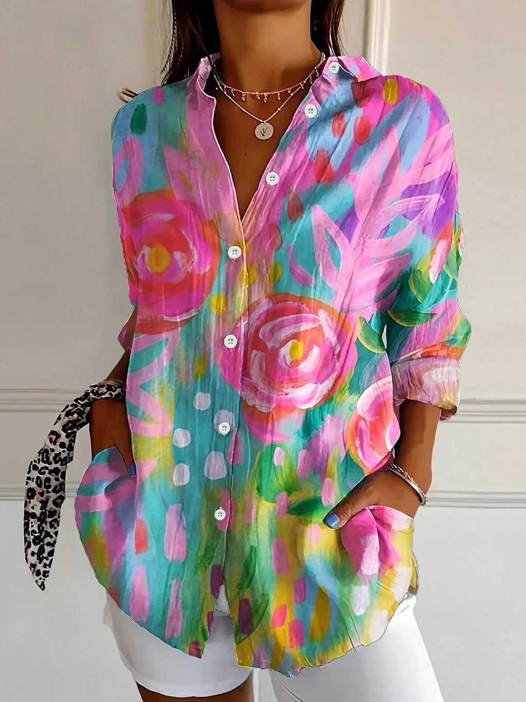 Women's Printed Relaxed Blouse – Lightweight Summer Blouse