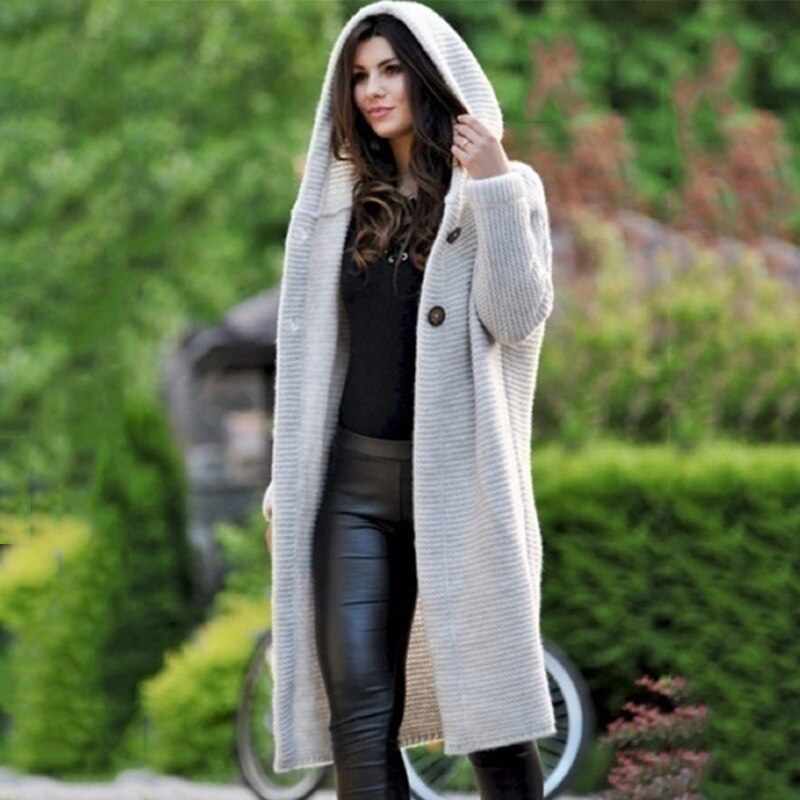 Women's Relaxed Hooded Cardigan – Long Sleeve Casual Layering Cardigan