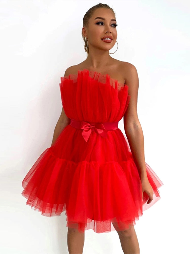 Women's Tulle Party Dress – Layered Festive Occasion Dress