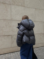 Women's Glossy Puffer Jacket – Oversized Quilted Winter Jacket