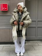 Women's Glossy Puffer Jacket – Oversized Quilted Winter Jacket