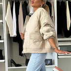 Women's Oversized Bomber Jacket – Padded Zip-Up Jacket