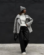 Women's Collared Winter Jacket – Oversized Pocket Cold Weather Jacket