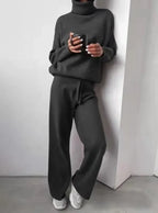 Women's Turtleneck Knit Set – Long Sleeve Top & Coordinated Bottom Set