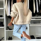 Women's Oversized Bomber Jacket – Padded Zip-Up Jacket