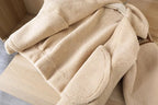 Women's Relaxed Fleece Jacket – Patchwork Zip-Up Winter Jacket