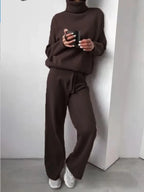 Women's Turtleneck Knit Set – Long Sleeve Top & Coordinated Bottom Set
