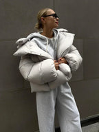 Women's Glossy Puffer Jacket – Oversized Quilted Winter Jacket