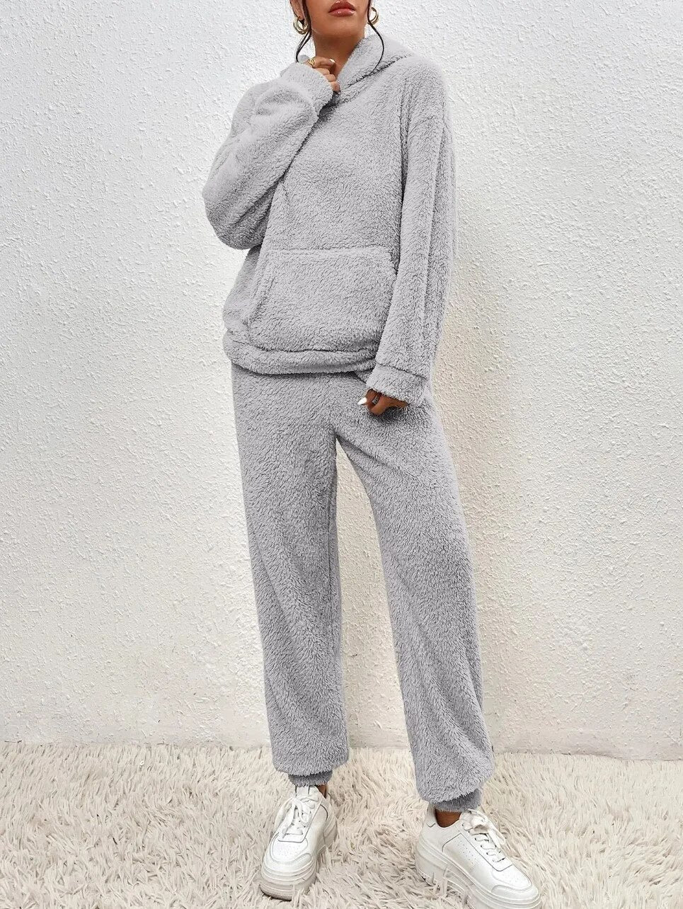 Women's Teddy Lounge Set – Hooded Cozy House Suit