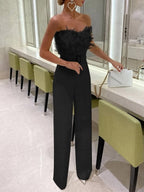 Women's Wide Leg Evening Jumpsuit – Flowy Formal Cocktail Party Jumpsuit