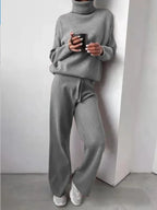 Women's Turtleneck Knit Set – Long Sleeve Top & Coordinated Bottom Set