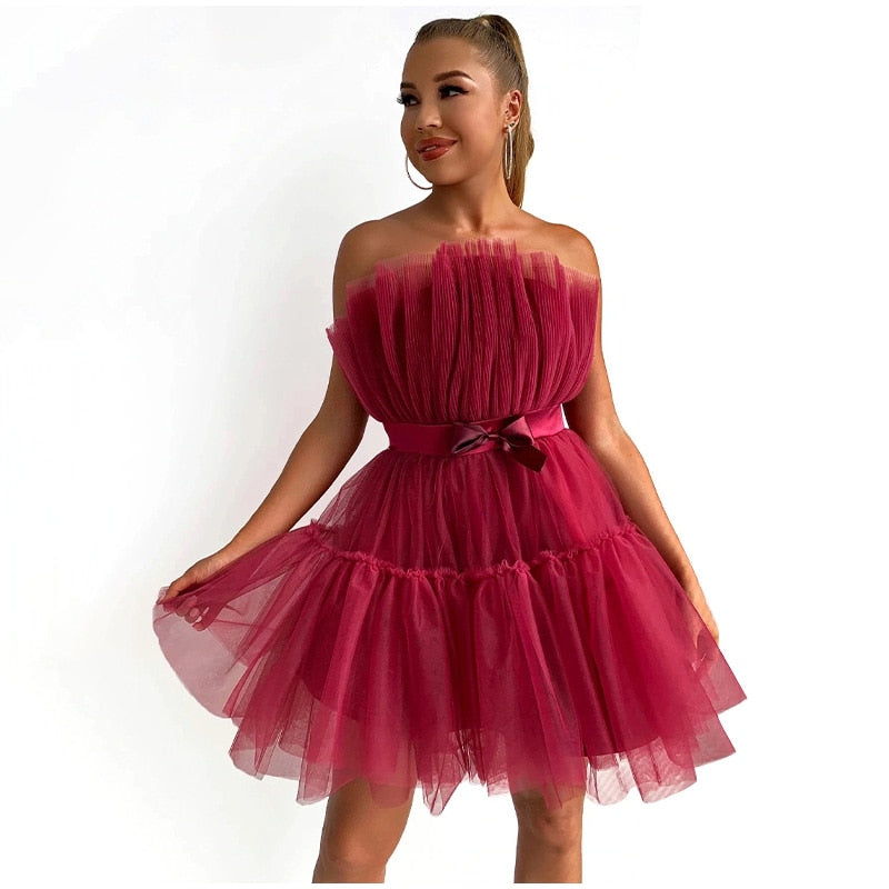 Women's Tulle Party Dress – Layered Festive Occasion Dress