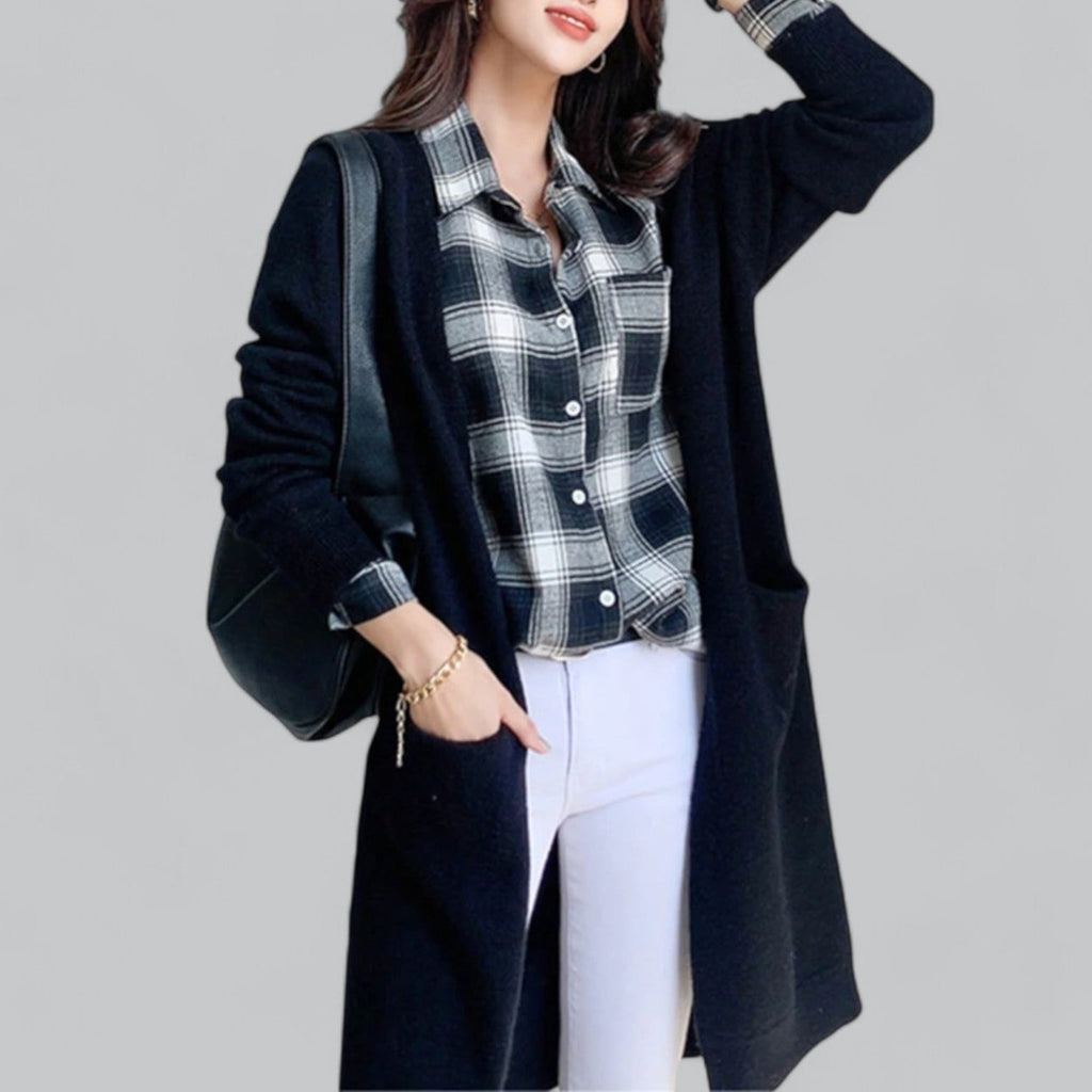 Women's Open Front Longline Cardigan – Classic Relaxed Fit Cardigan